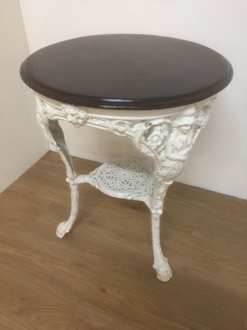 Victorian Cast Iron Pub Table with Mahogany Top Circa 1880