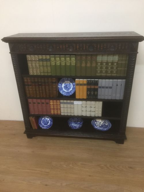 Victorian Carved Oak Open Bookshelves