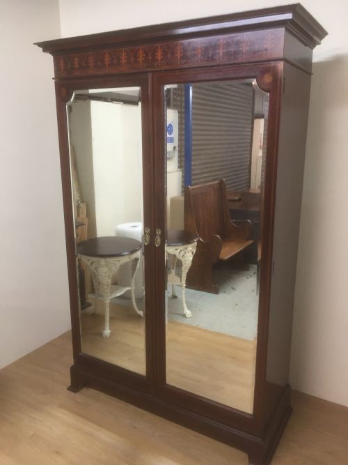 Victorian Mahogany Inlaid Two Door Wardrobe