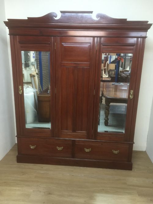 Victorian Solid Walnut Large Double Wardrobe