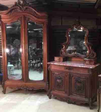 Nineteenth Century French Carved Walnut Bedroom Suite - From a Large Chateau