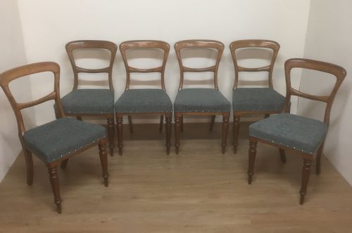 Six. Nineteenth Century Golden Oak Dining Chairs