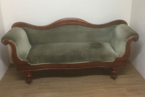 Victorian Mahogany Framed Scroll End Sofa Circa 1880