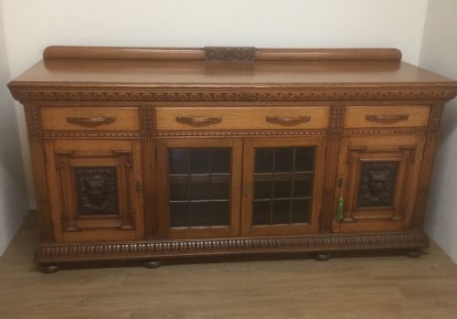 Victorian Carved Golden Oak Sideboard Base Circa 1880