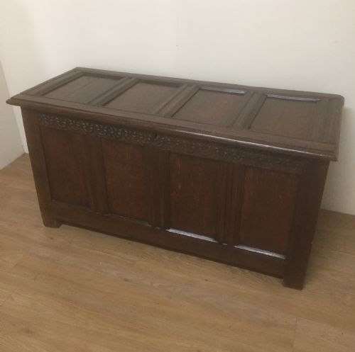 Eighteenth Century Oak Coffer Panelled Top and Sides