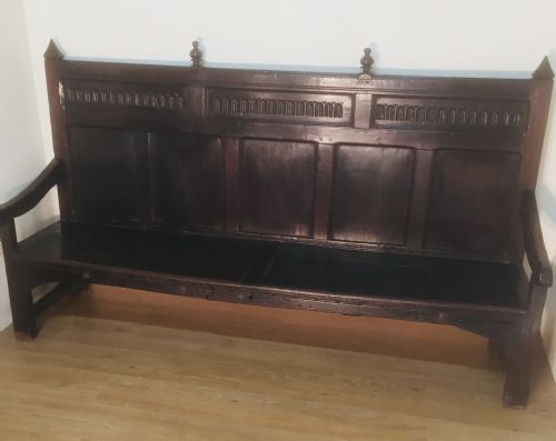 Eighteenth Century Panelled Oak Settle