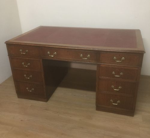 Oak Twin Pedestal Desk by Catesby London Circa 1920