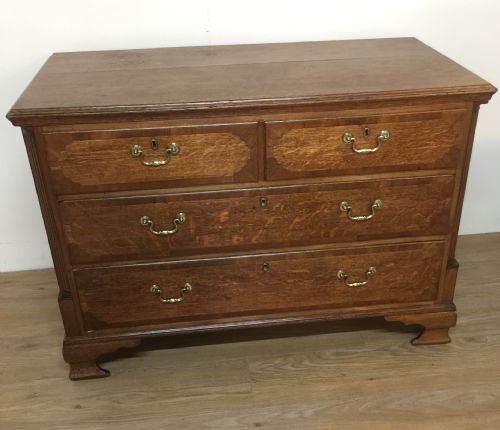 Georgian Golden Oak Crossbanded Chest of Drawers