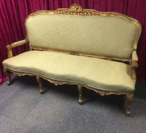 French Three Seater Sofa with Carved and Gilded Frame Circa 1900