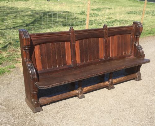 Nineteenth Century Carved Pitch Pine Pew