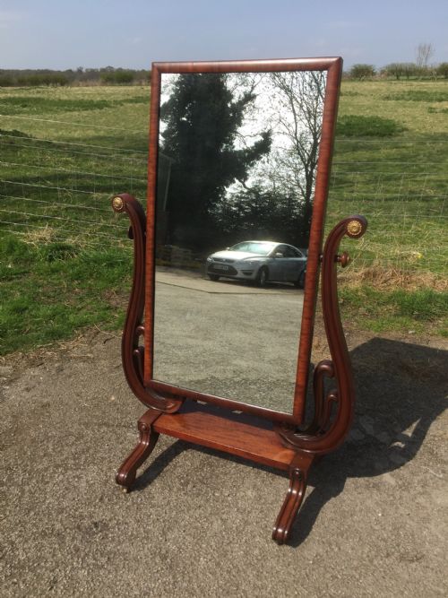 Late Regency Mahogany Cheval Mirror