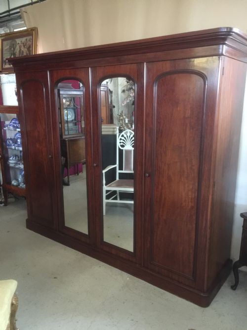 Nineteenth Century Four Door Flame Mahogany Wardrobe