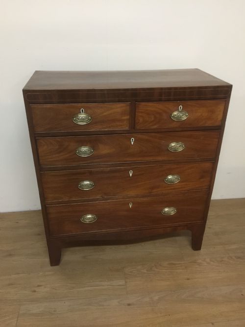 Georgian Inlaid Mahogany Four Height Chest of Drawers Circa 1800