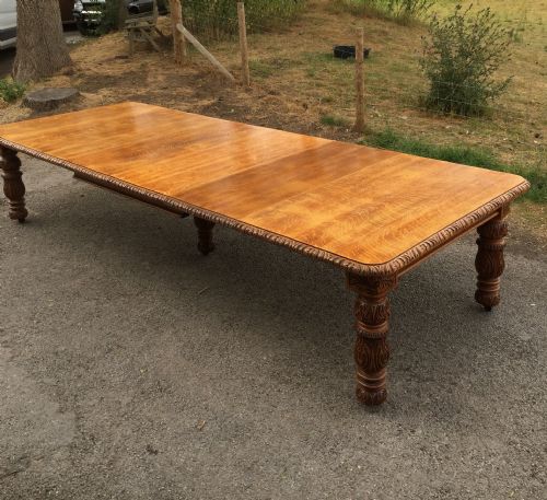 14 to 16 Seater Golden Oak Extending Dining Table Circa 1880
