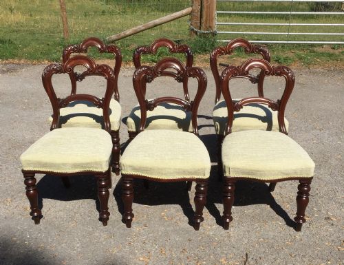 Six Nineteenth Century Carved Mahogany Balloon Backed Dining Chairs