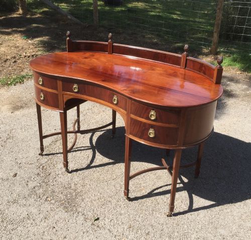 Nineteenth Century Inlaid Mahogany Kidney Shaped Desk