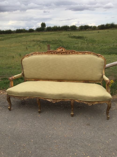 French Three Seater Sofa with Carved and Gilded Frame Circa 1900