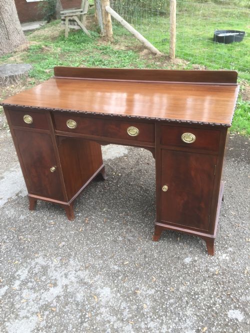 Edwardian Flame Mahogany Twin Pedestal Desk
