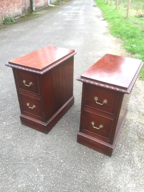Pair of Mahogany Bedside Cabinets with Flame Mahogany Tops Circa 1920