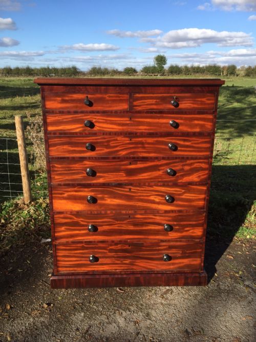 Nineteenth Century Seven Height Flame Mahogany Chest of Drawers