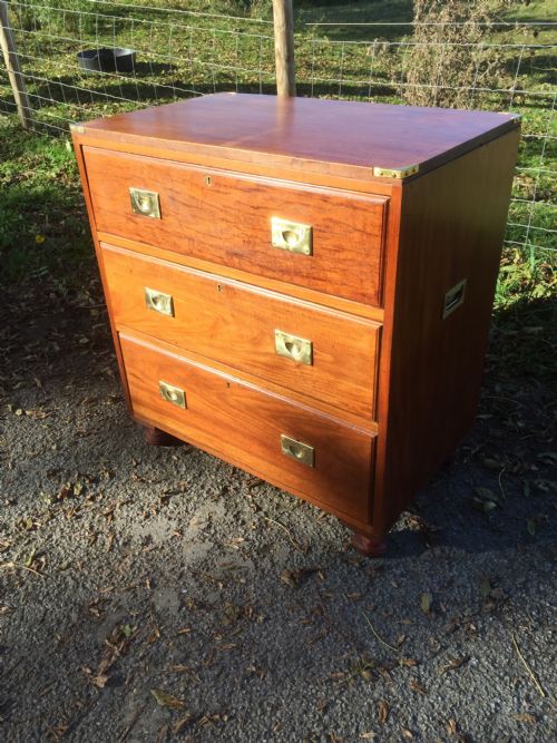 Military Style Three Height Chest of Drawers on Bun Feet Circa 1920