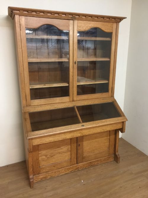 Nineteenth Century Golden Oak Museum Cabinet by Bennet of Glasgow