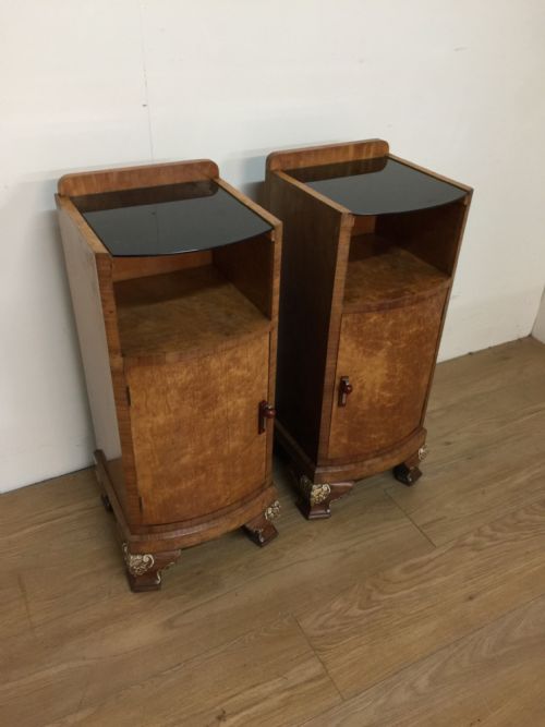 Pair of Walnut Art Deco Bedside Cabinets Circa 1920