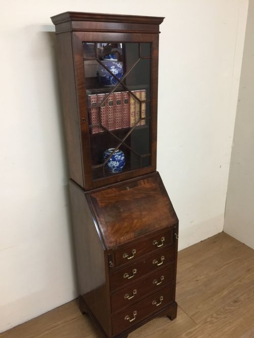 Small Edwardian Bureau Bookcase Only 19 Inches Wide