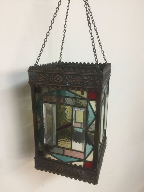 Nineteenth Century Stained Glass Lantern