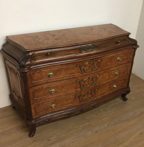 Burr Walnut Bombe Chest of Drawers Circa 1920