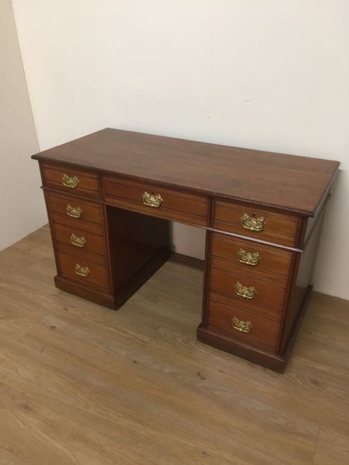 Nineteenth Century Solid Walnut Twin Pedestal Desk