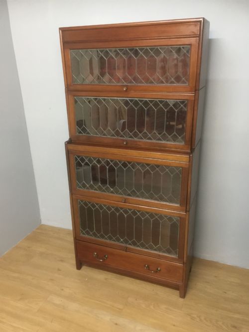 Four Height Barristers Bookcase with Leaded Glass Doors