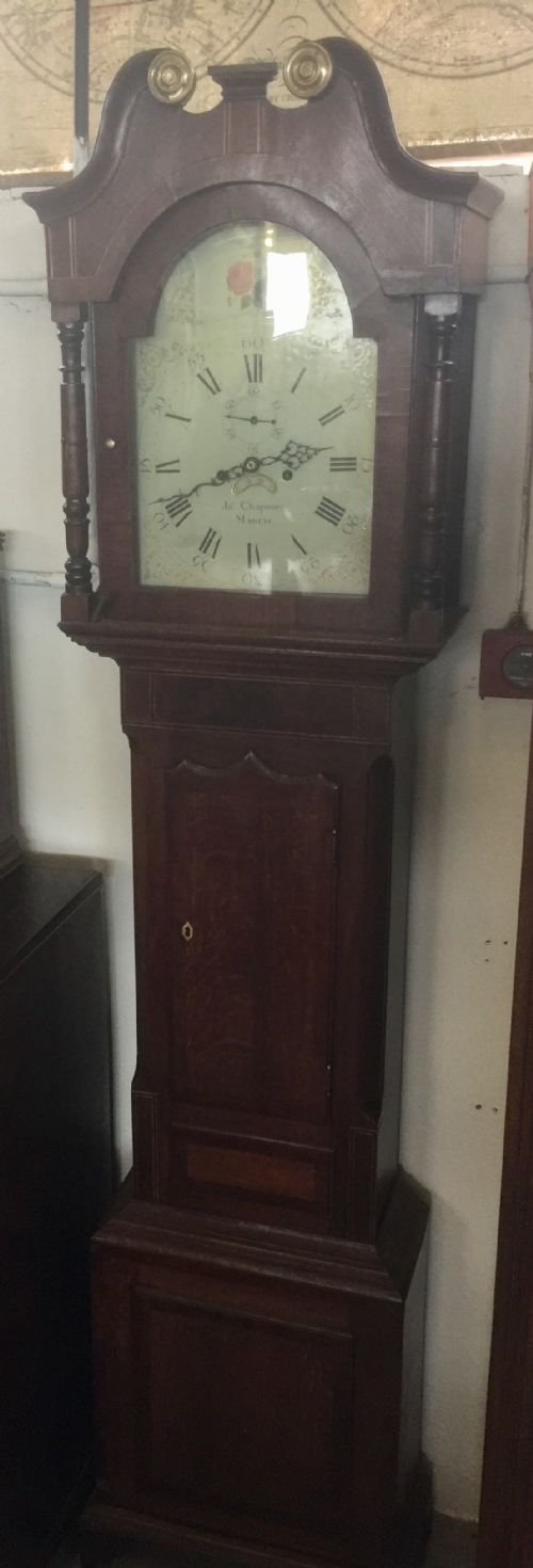 Nineteenth Century Eight Day Inlaid Oak Long Case Clock by James Chapman of March