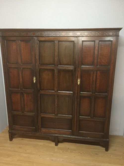 Solid Oak Triple Wardrobe by Waring and Gillows Circa 1920