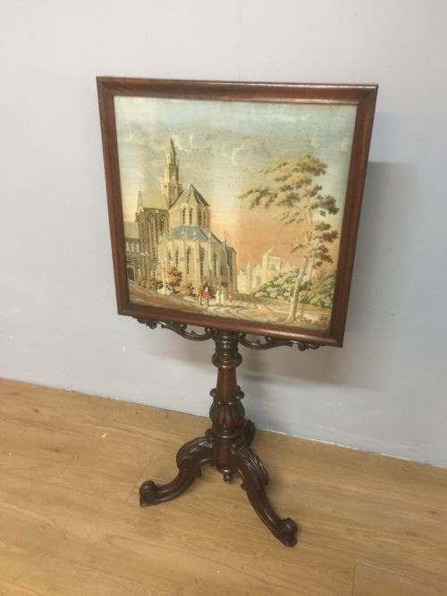 Nineteenth Century Carved Rosewood Pole Screen