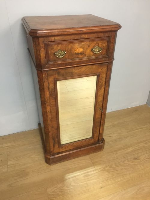 Nineteenth Century Inlaid Burr Walnut Cabinet with Mirrored Door