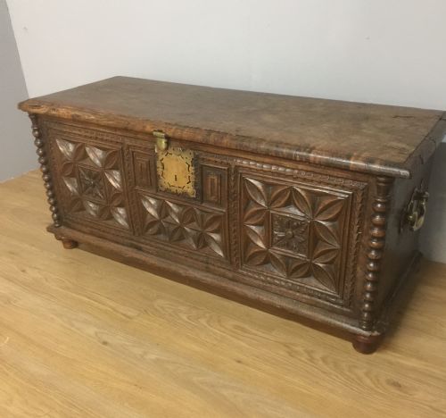 17th Century South European Chestnut Chest on a Skirted Base