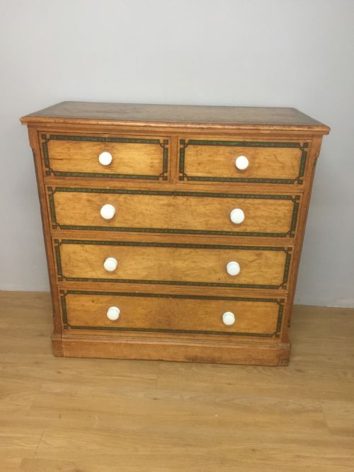 Nineteenth Century Pine Chest of Drawers with Painted Decoration
