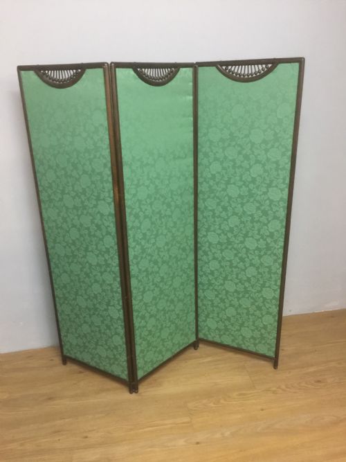 Three Panel Oak Framed Arts and Crafts Screen