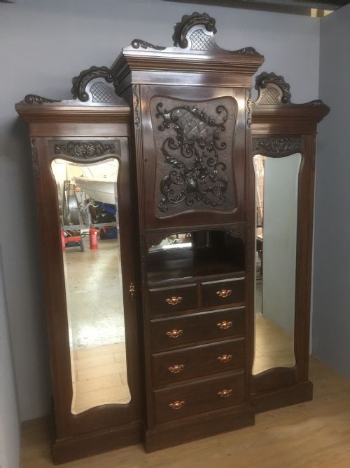 Art Nouveau Mahogany Princess Wardrobe in Original Condition