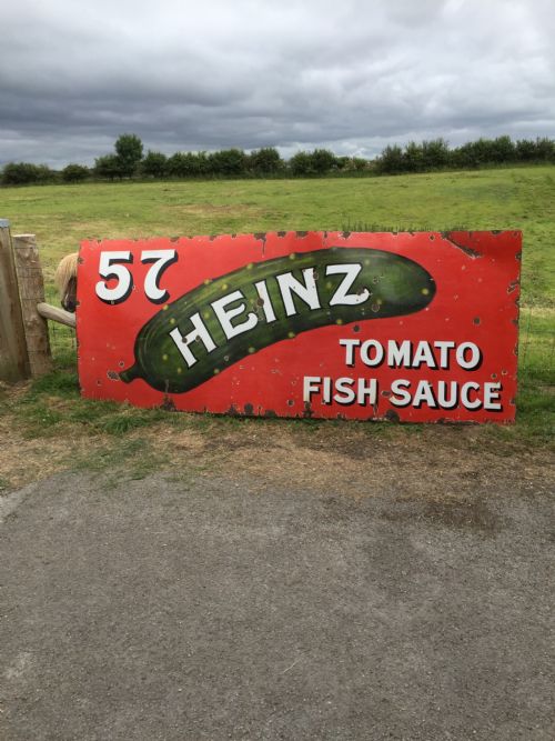 Large Enamel Sign Heinz 57 Tomato Fish Sauce Circa 1920