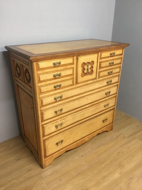 Rare Nineteenth Century Birds Eye Maple and Mahogany Chest of Drawers