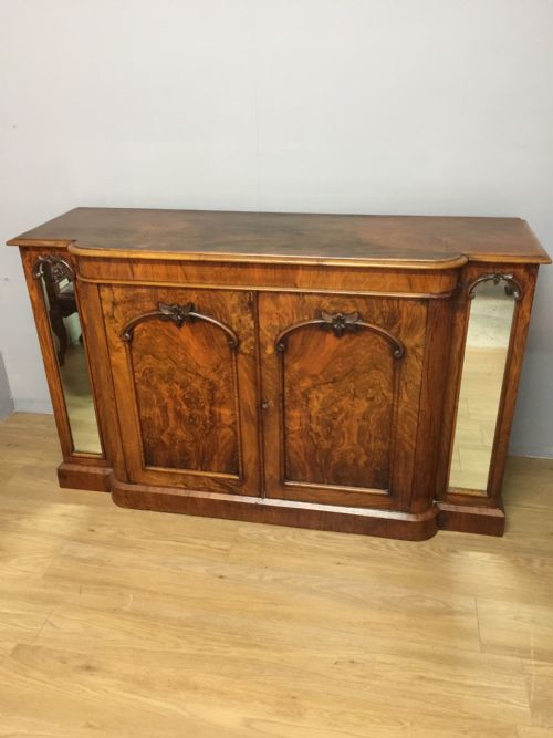 Nineteenth Century Burr Walnut Breakfront Side Cabinet