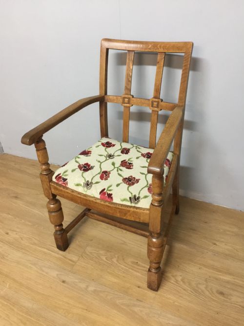 Arts and Crafts Golden Oak Armchair from a Masonic Lodge