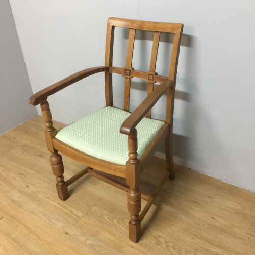 Arts and Crafts Golden Oak Armchair from a Masonic Lodge
