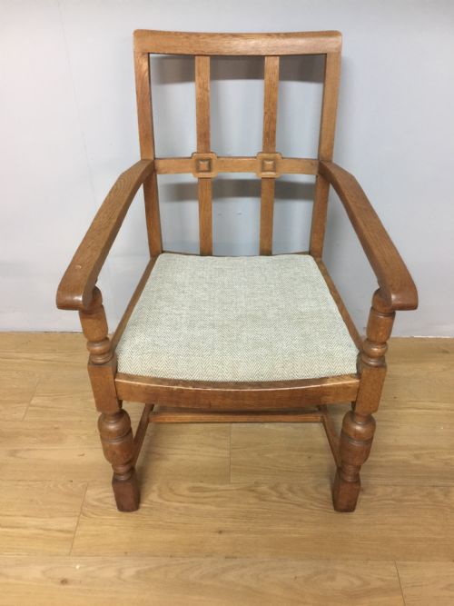 Arts and Crafts Golden Oak Armchair from a Masonic Lodge