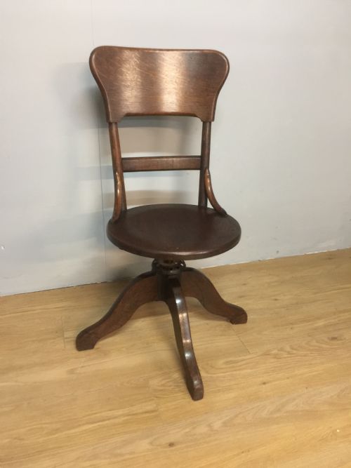 Solid  Oak Edwardian “Oail” Height Adjustable Rotating Office Chair
