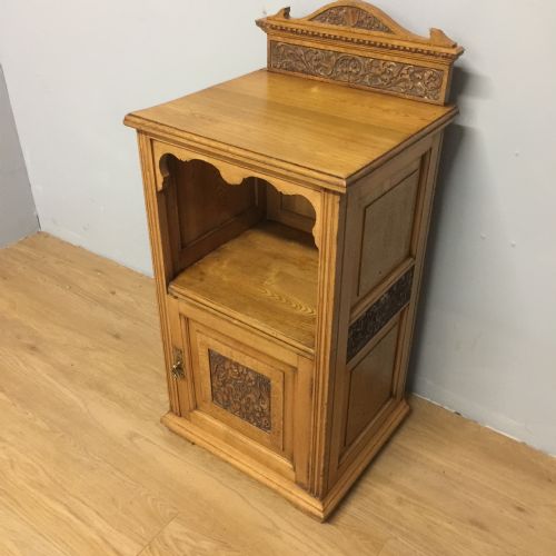 Nineteenth Century Ash Bedside Cabinet with Carved Panels