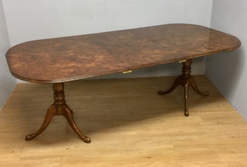 Eight Seater Burr Walnut Twin Pedestal Dining Table