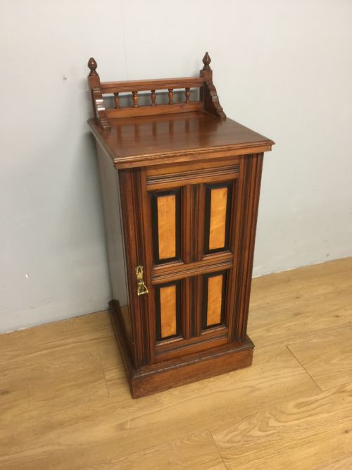 Walnut Bedside Cabinet with Ebony and Satin Birch Panels Circa 1890